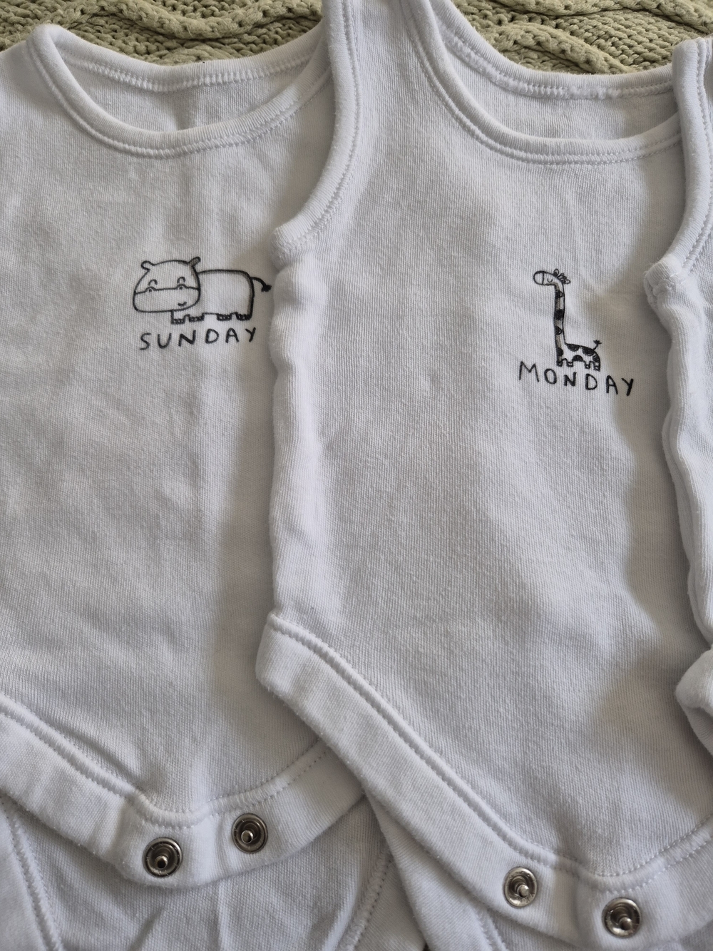 Days Of The Week Newborn Sleeveless Bodysuits - Pack of 7